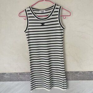 NWT Celine Striped Sleeveless Mini Dress with Triomphe Logo (100 - 120 pounds)